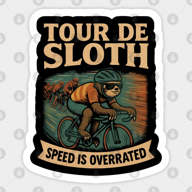 Tour de Sloth – Speed Is Overrated Sticker by Hobby Helpers Merch